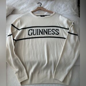 Guinness Official Men’s Knit Sweater With Green Text Cream Colour
